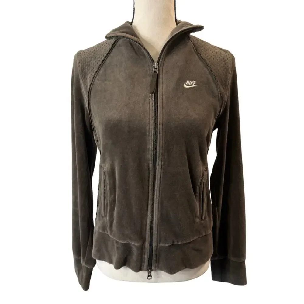 Nike Women's Green Velvet Full-Zip Sweatshirt Size M
